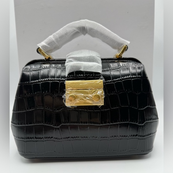New in the Box BRANDON BLACKWOOD Black Croc ELIZABETH DOCTOR BAG - Picture 2 of 11
